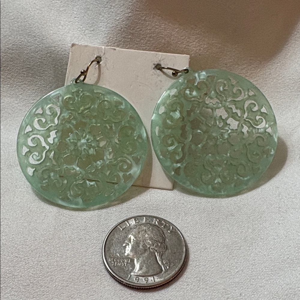 Intricate Green Circular Filigree Earrings